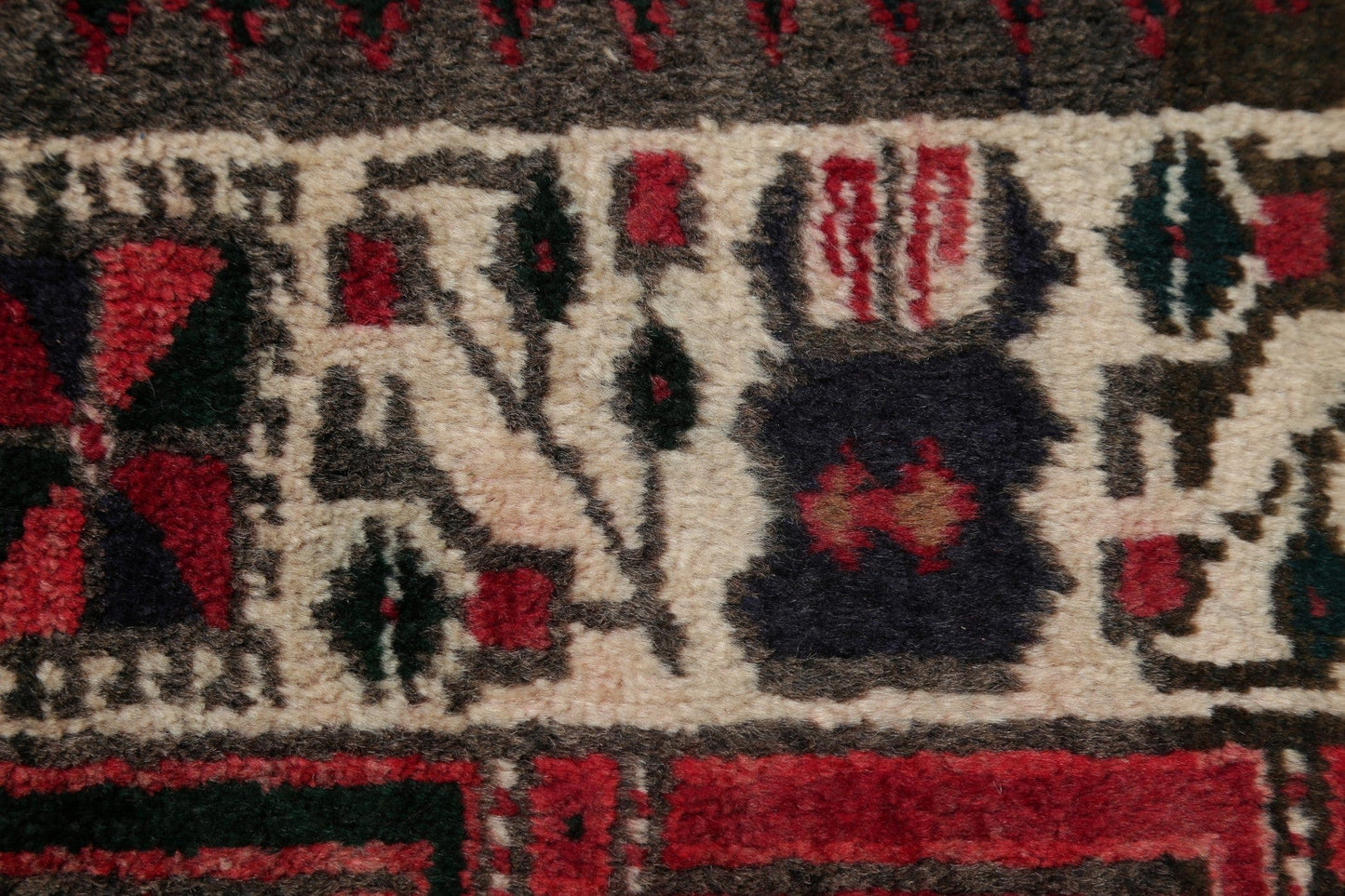 Geometric Red Meshkin Persian Hand-Knotted 3x5 Wool Rug