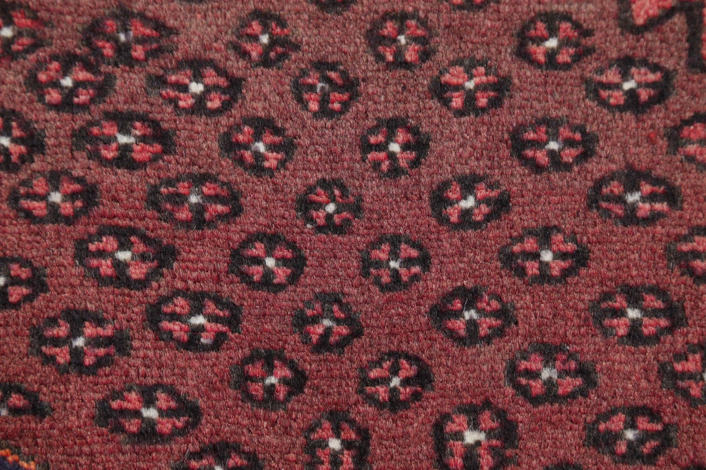 Geometric Red Hamedan Persian Hand-Knotted 3x5 Wool Rug