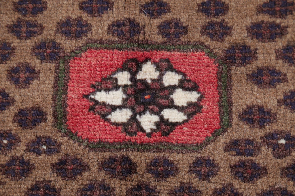 Geometric Red Hamedan Persian Hand-Knotted 3x5 Wool Rug