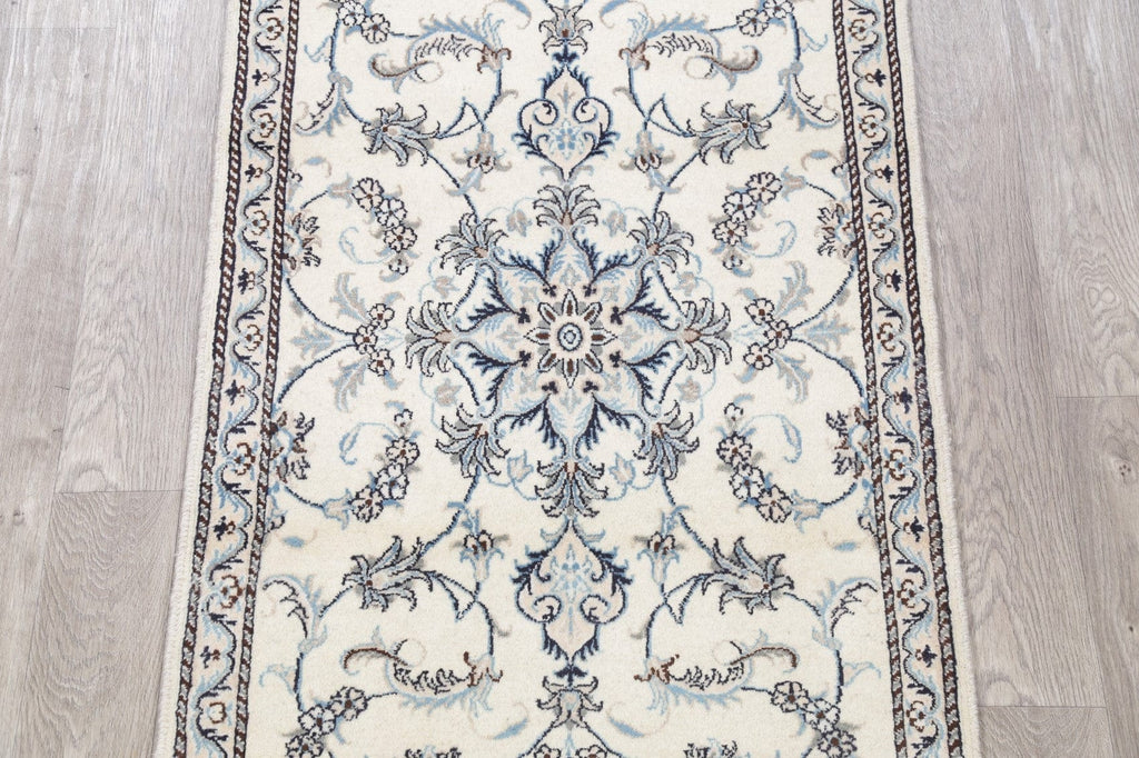 Floral Ivory Nain Persian Hand-Knotted 3x5 Wool Rug