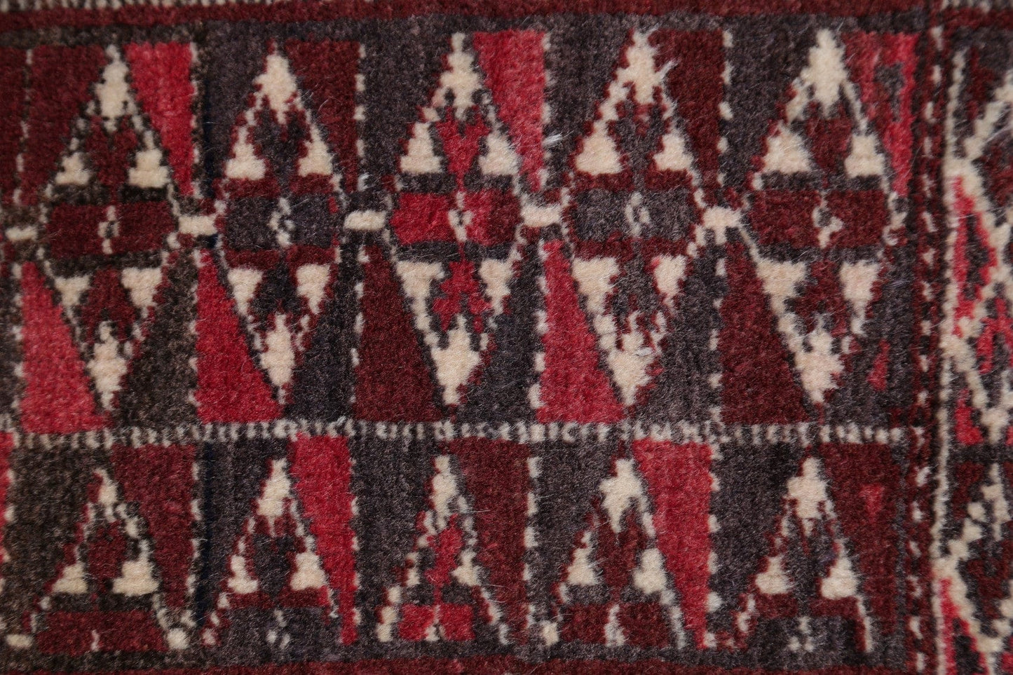 Red Geometric Balouch Persian Hand-Knotted 3x4 Wool Rug