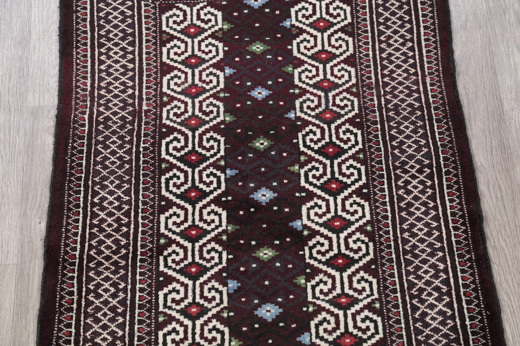 Multi-Colored Geometric Balouch Persian Hand-Knotted 3x4 Wool Rug