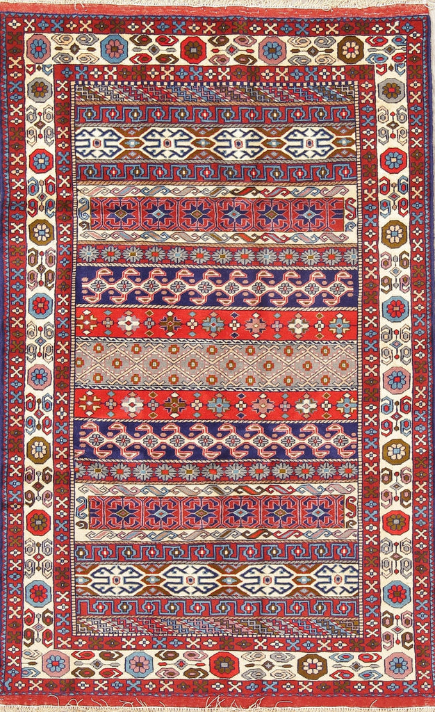 All-Over Geometric Bokhara Pakistan Oriental 4x6 Wool Silk Area Rug