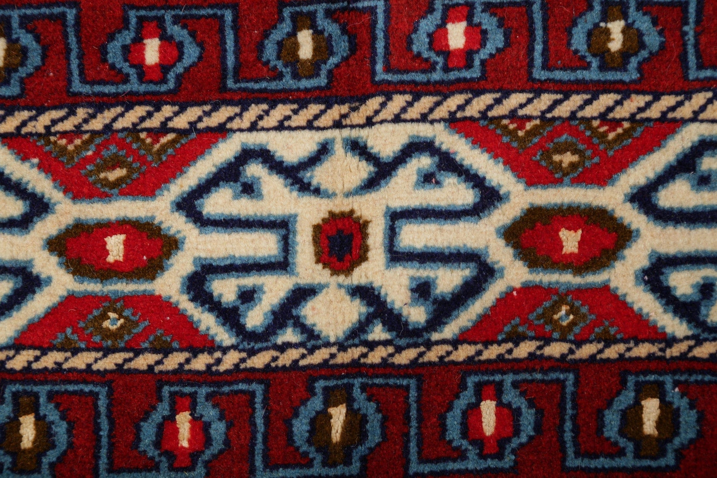 Geometric Bokhara Pakistan Oriental Hand-Knotted 4x5 Wool Silk Area Rug