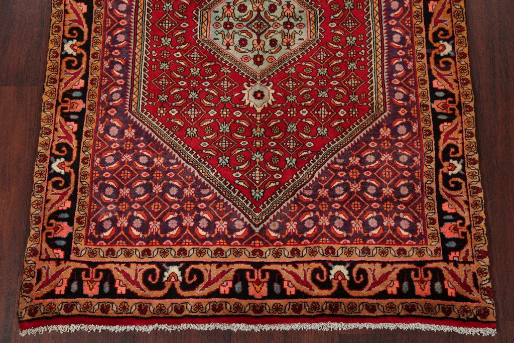 Geometric Red Bidjar Persian Hand-Knotted 4x5 Wool Area Rug