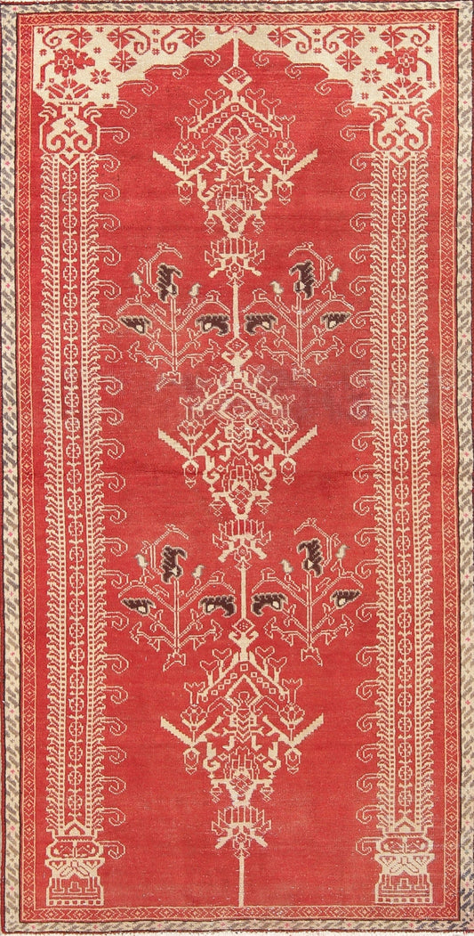 Geometric Red Shiraz Persian Hand-Knotted 3x6 Wool Runner Rug