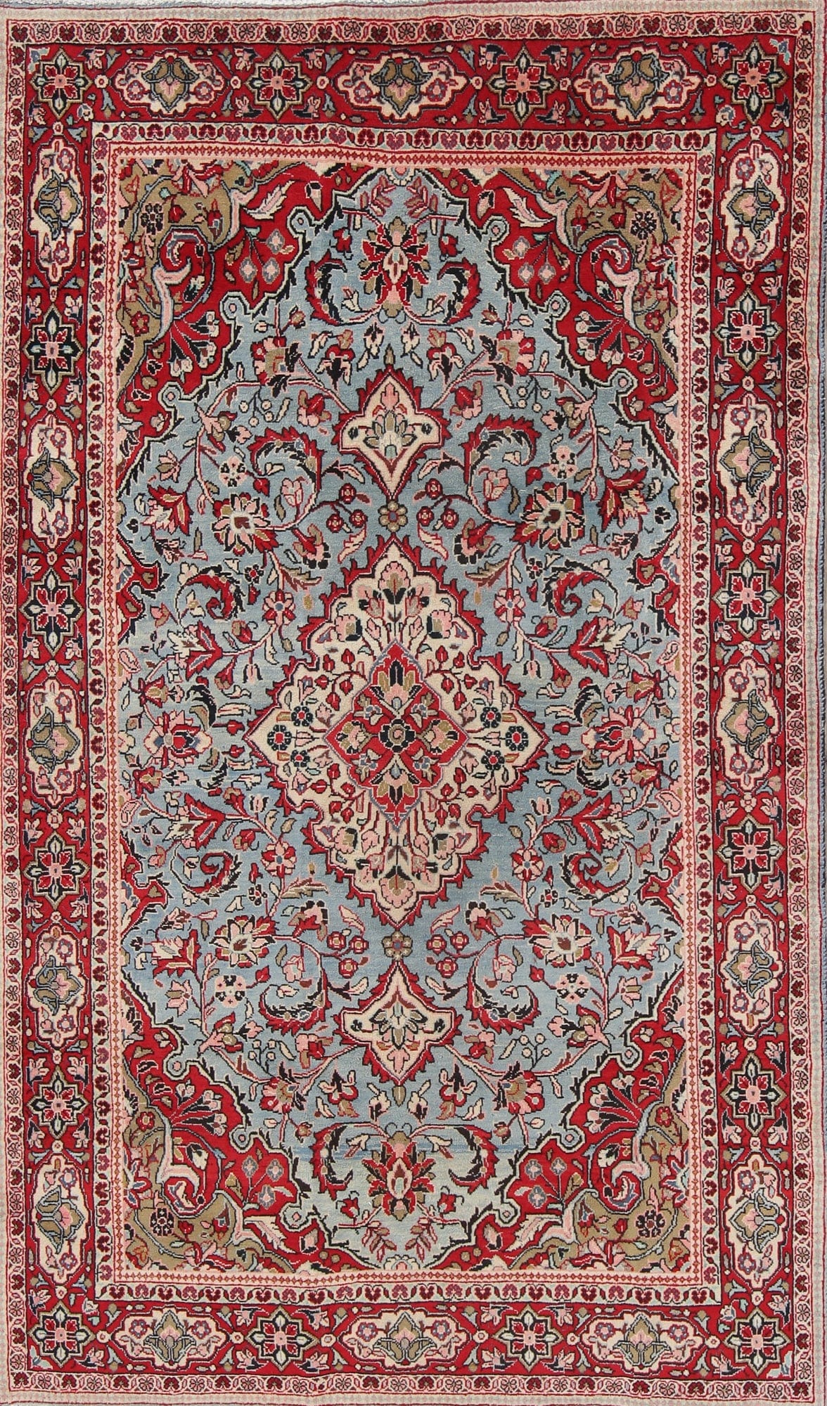 Traditional Floral Kashan Persian Hand-Knotted 4x7 Wool Area Rug