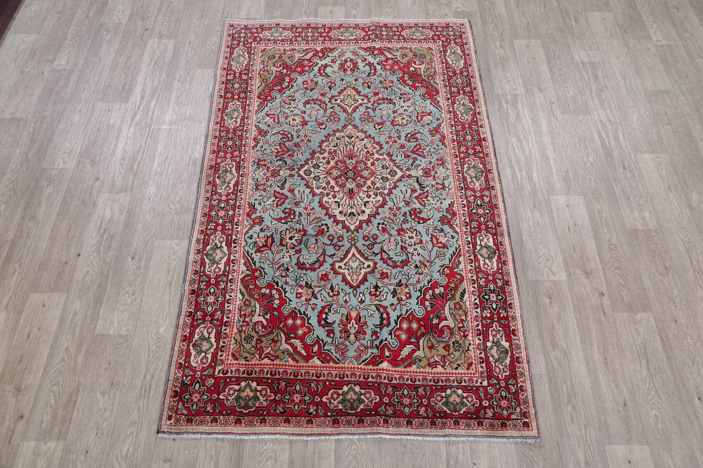 Traditional Floral Kashan Persian Hand-Knotted 4x7 Wool Area Rug