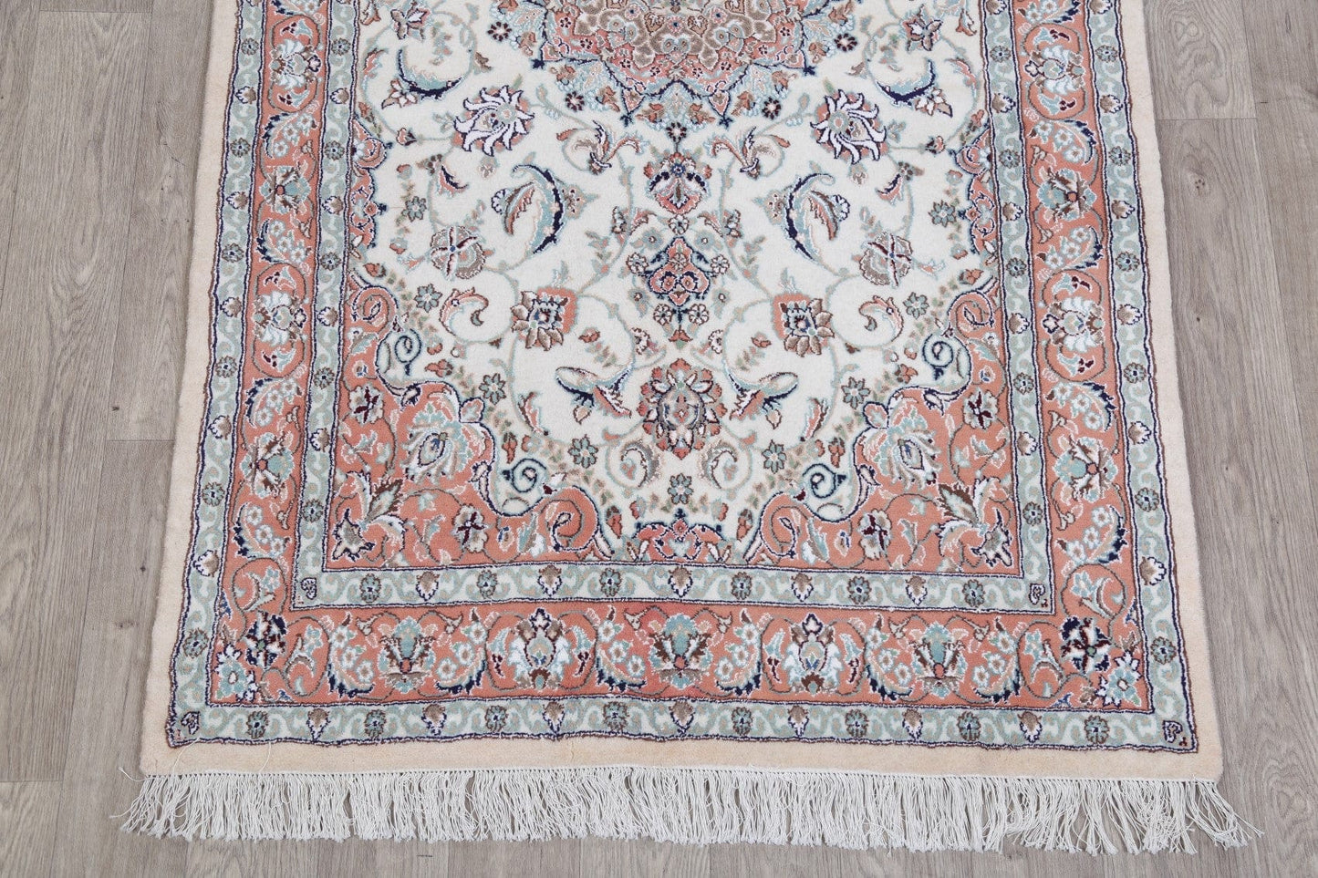 Floral Ivory Nain Persian Hand-Knotted 4x7 Wool Area Rug