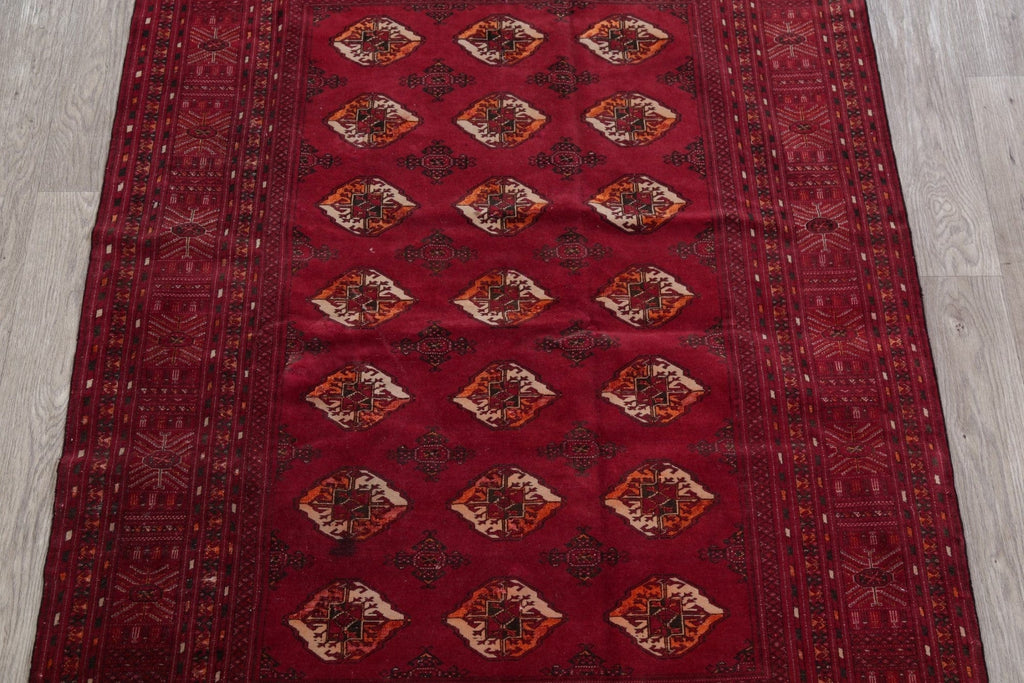 Antique Geometric Tukoman Persian Hand-Knotted 4x6 Wool Area Rug