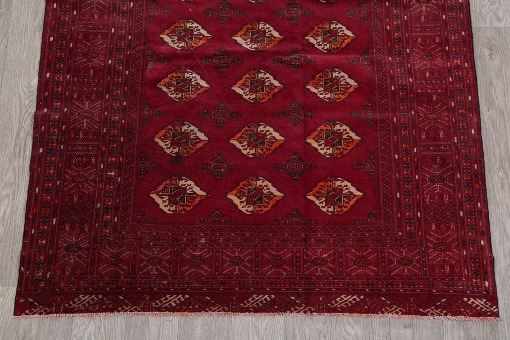 Antique Geometric Tukoman Persian Hand-Knotted 4x6 Wool Area Rug