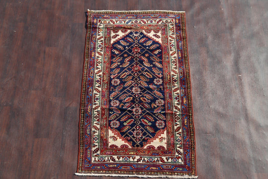 Antique Navy Blue Malayer Persian Hand-Knotted 4x6 Wool Area Rug