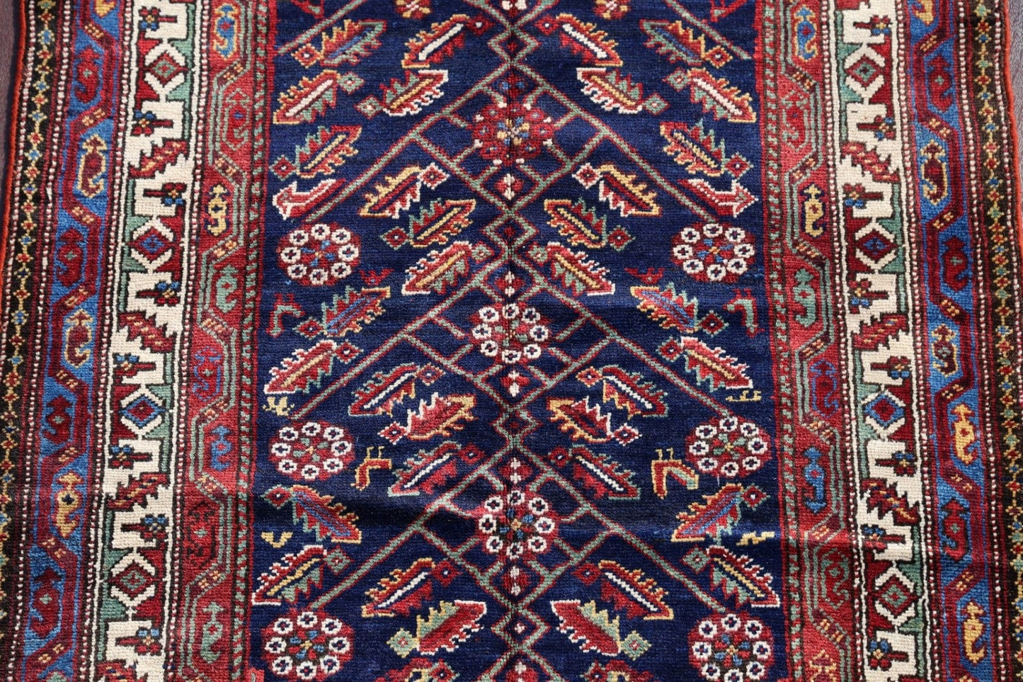 Antique Navy Blue Malayer Persian Hand-Knotted 4x6 Wool Area Rug