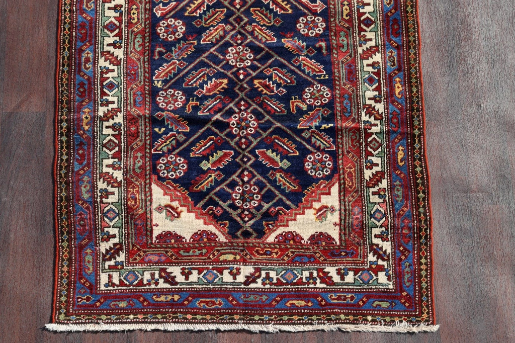 Antique Navy Blue Malayer Persian Hand-Knotted 4x6 Wool Area Rug