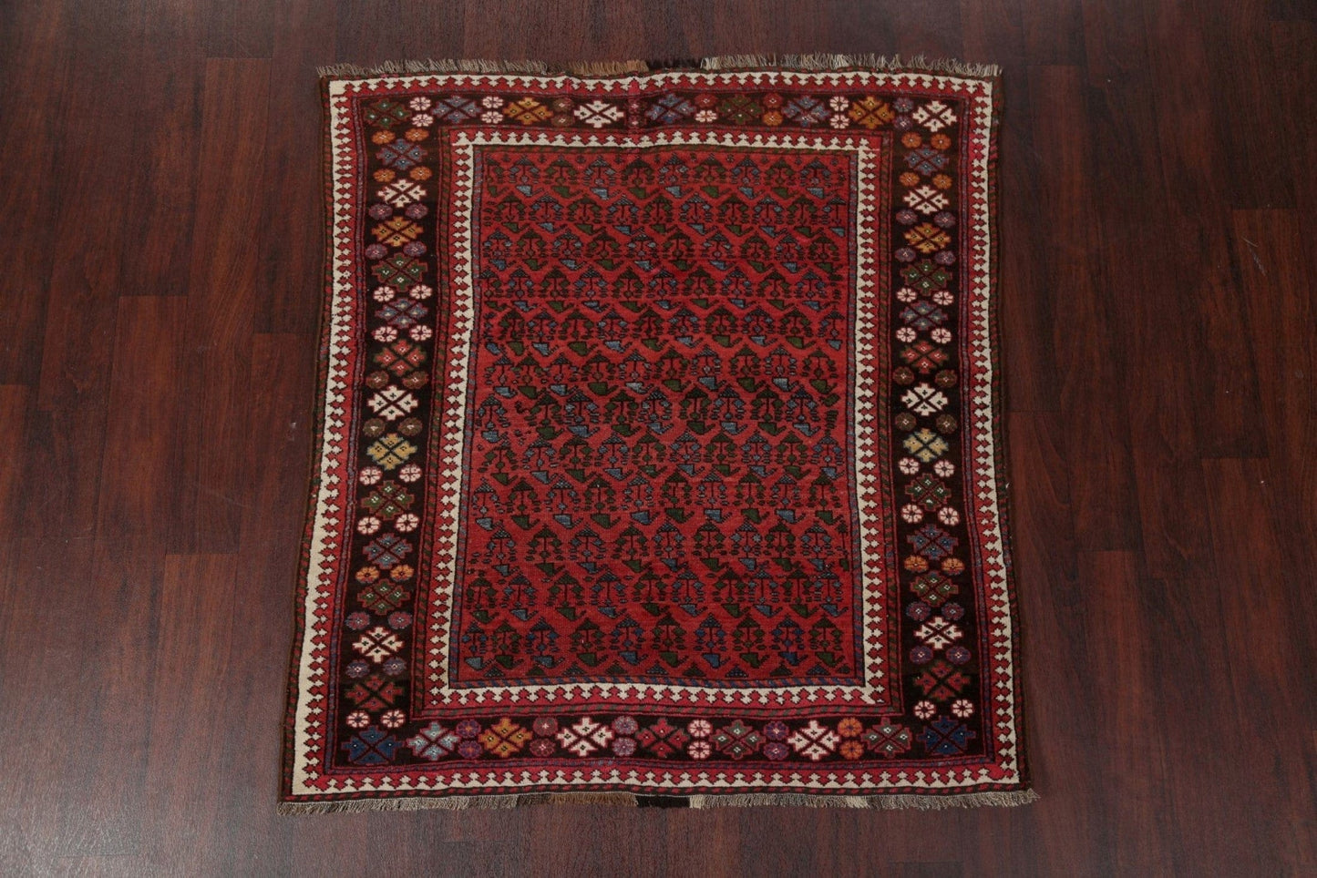 Vegetable Dye Antique Bakhtiari Saman Persian Wool Rug 4x5