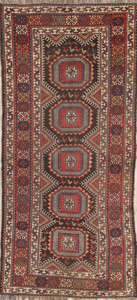 Pre-1900 Antique Qashqai Persian Runner Rug 4x8