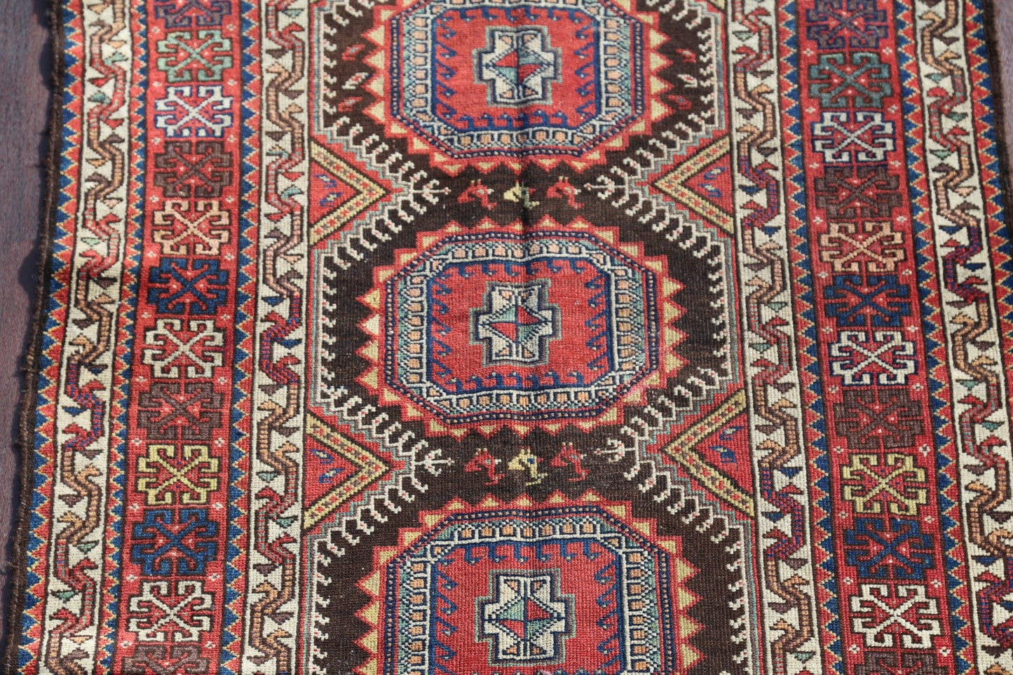 Pre-1900 Antique Qashqai Persian Runner Rug 4x8