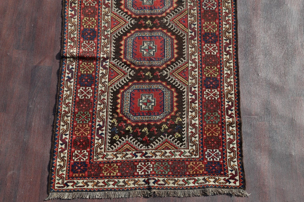 Pre-1900 Antique Qashqai Persian Runner Rug 4x8