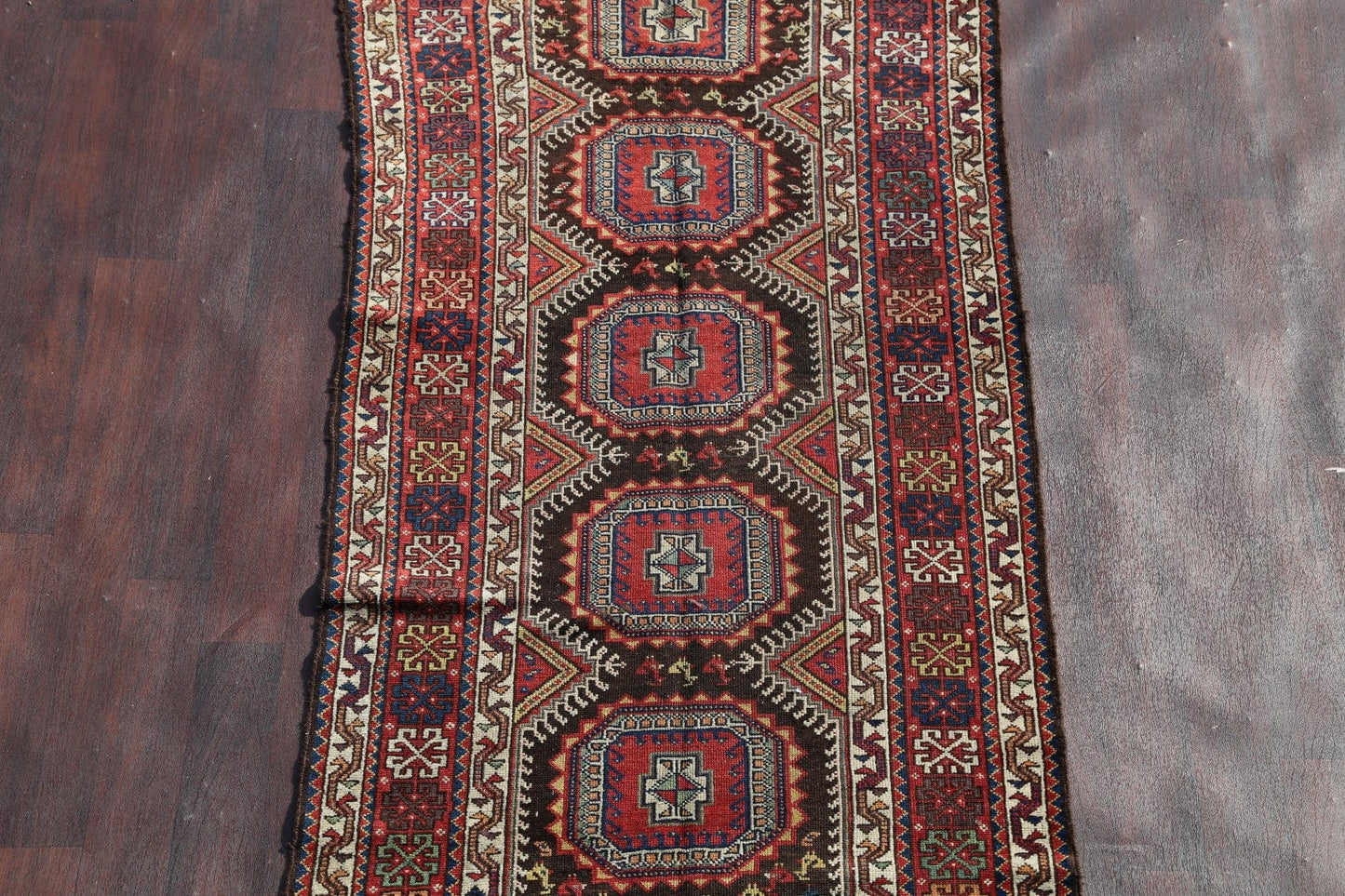 Pre-1900 Antique Qashqai Persian Runner Rug 4x8