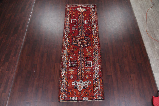 Antique Orange/Red Lori Persian Hand-Knotted 4x11 Wool Runner Rug