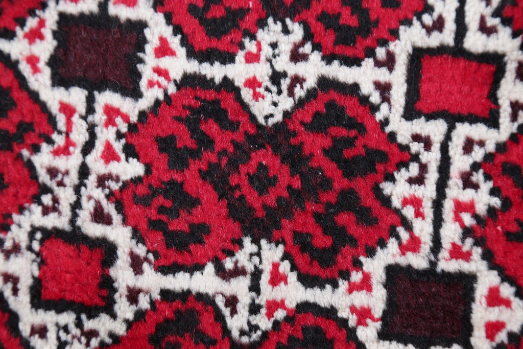 Set Of Two Geometric Balouch Persian Hand-Knotted 2x3 Wool Rugs