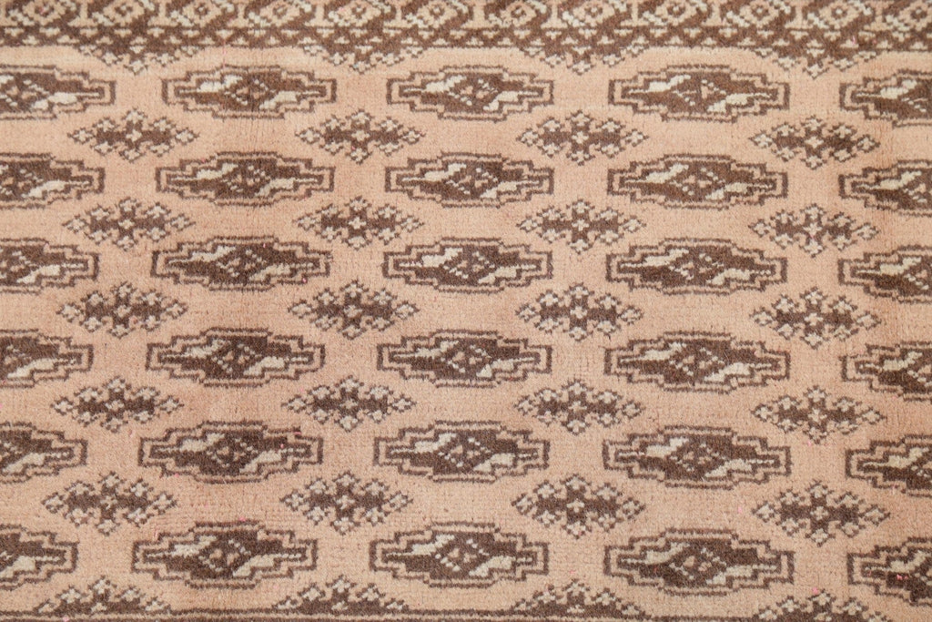 Geometric Brown Bokhara Pakistan Oriental Hand-Knotted 2x3 Wool Rug