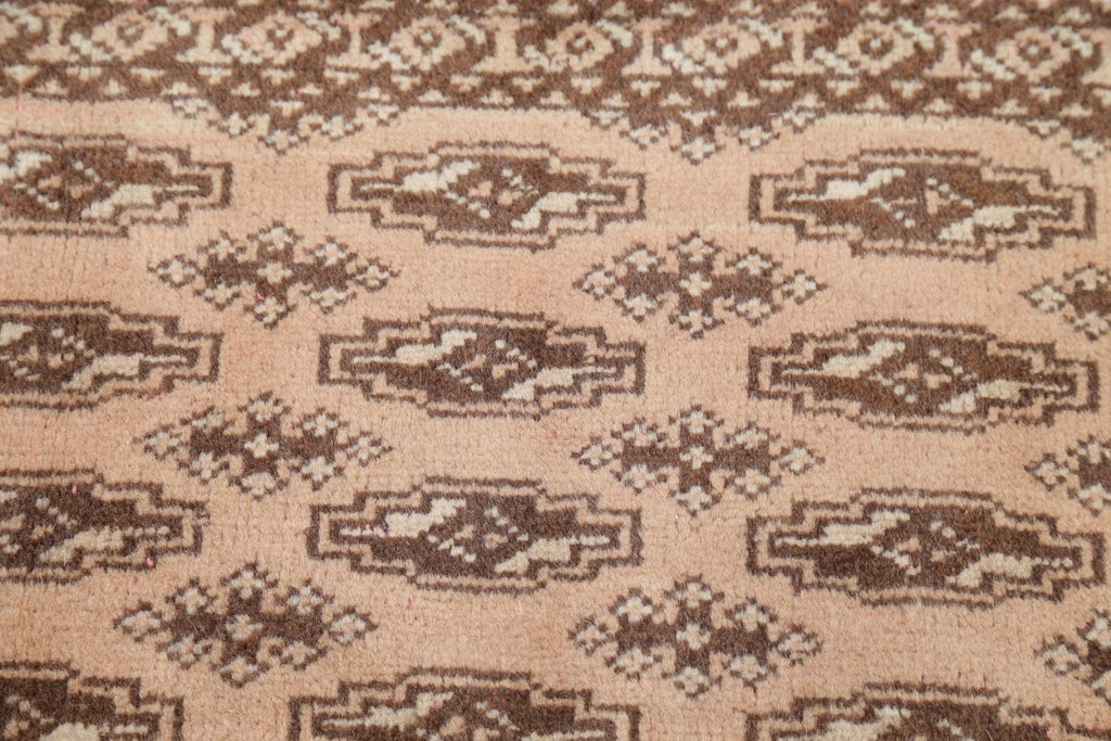 Geometric Brown Bokhara Pakistan Oriental Hand-Knotted 2x3 Wool Rug