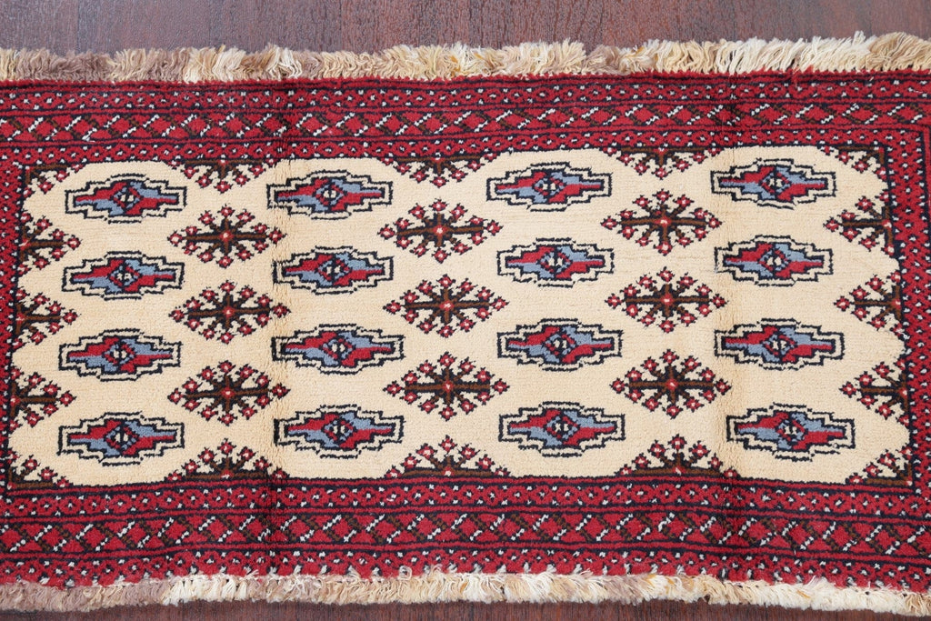 Geometric Ivory Balouch Persian Hand-Knotted 2x3 Wool Rug