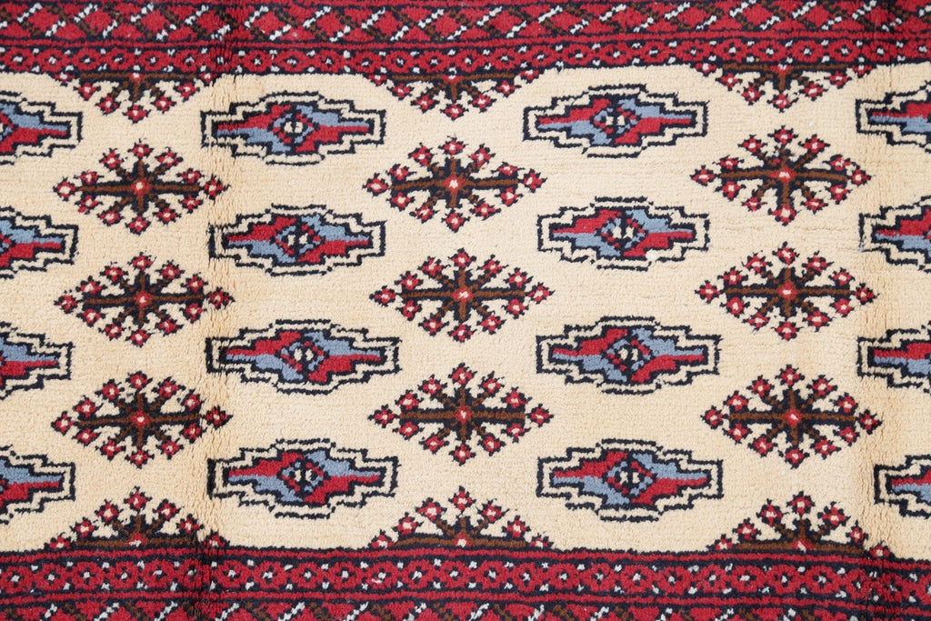 Geometric Ivory Balouch Persian Hand-Knotted 2x3 Wool Rug