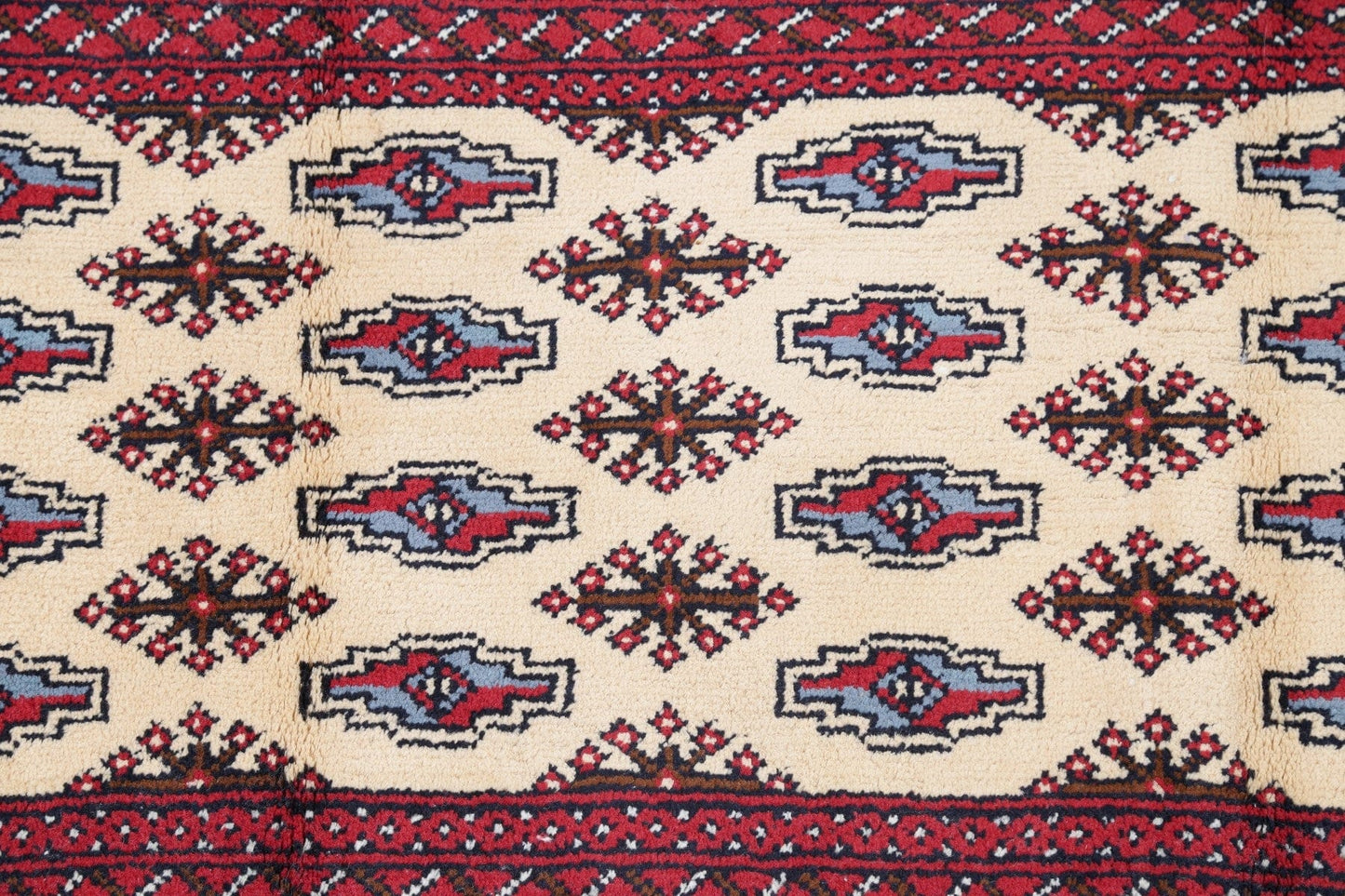 Geometric Ivory Balouch Persian Hand-Knotted 2x3 Wool Rug