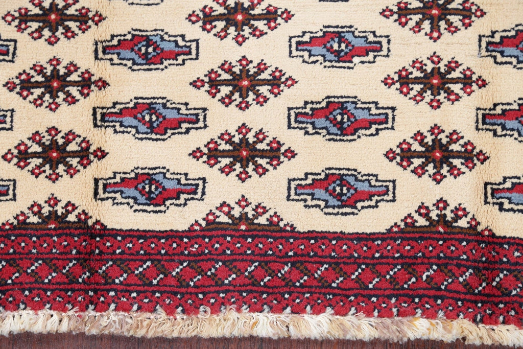 Geometric Ivory Balouch Persian Hand-Knotted 2x3 Wool Rug