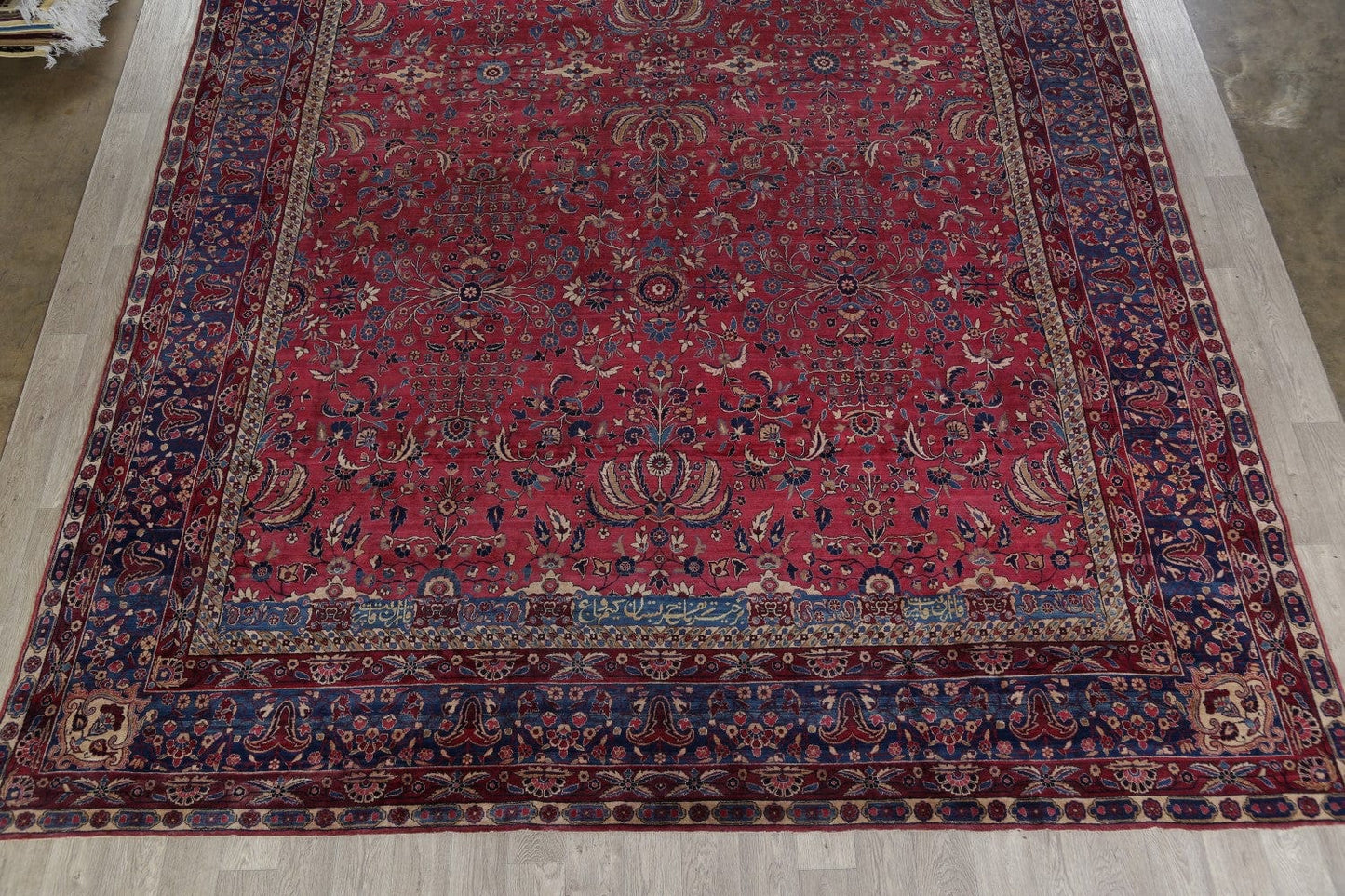 Pre-1900 Antique Floral Sultanabad Persian Hand-Knotted 12x18 Wool Rug