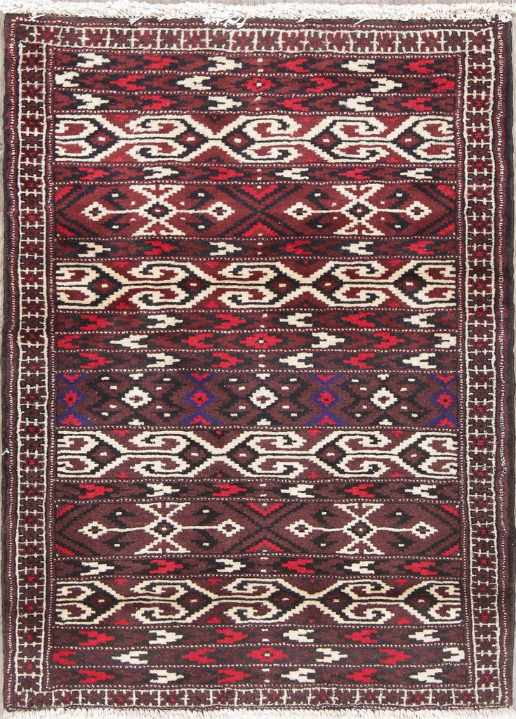 Geometric Balouch Persian Hand-Knotted 2x3 Wool Rug