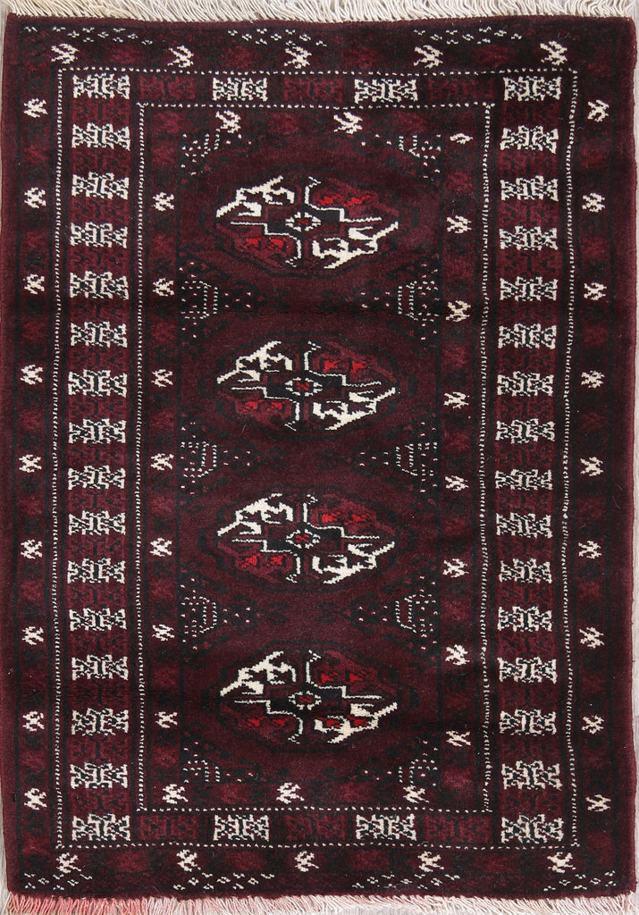 Geometric Balouch Persian Hand-Knotted 3x4 Wool Rug