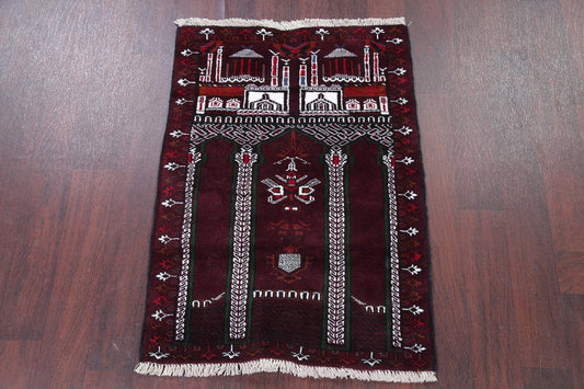 Geometric Pray Balouch Persian Hand-Knotted 3x4 Wool Rug