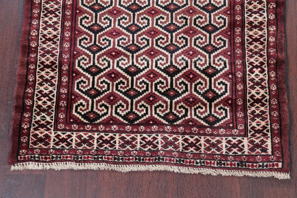 Geometric Balouch Persian Hand-Knotted 3x4 Wool Rug