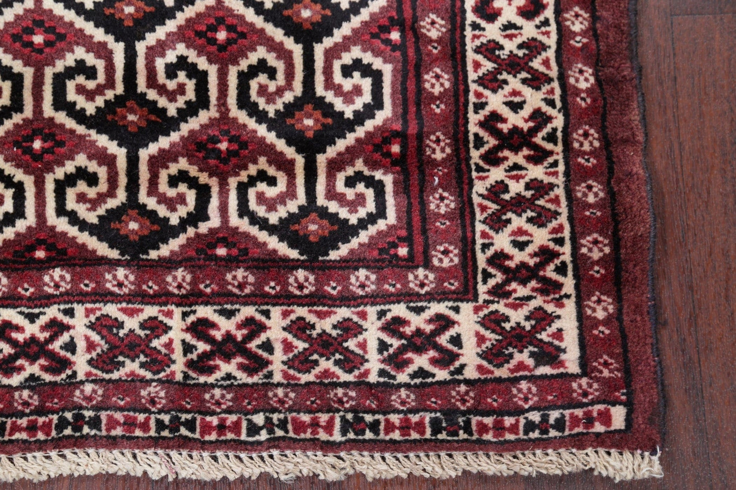 Geometric Balouch Persian Hand-Knotted 3x4 Wool Rug