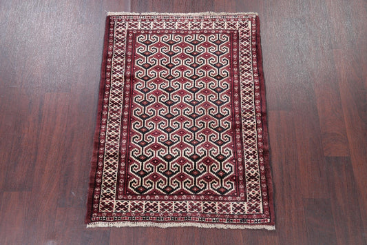 Geometric Balouch Persian Hand-Knotted 3x4 Wool Rug