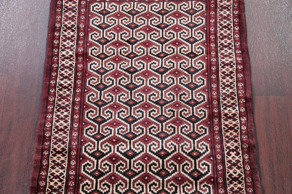 Geometric Balouch Persian Hand-Knotted 3x4 Wool Rug