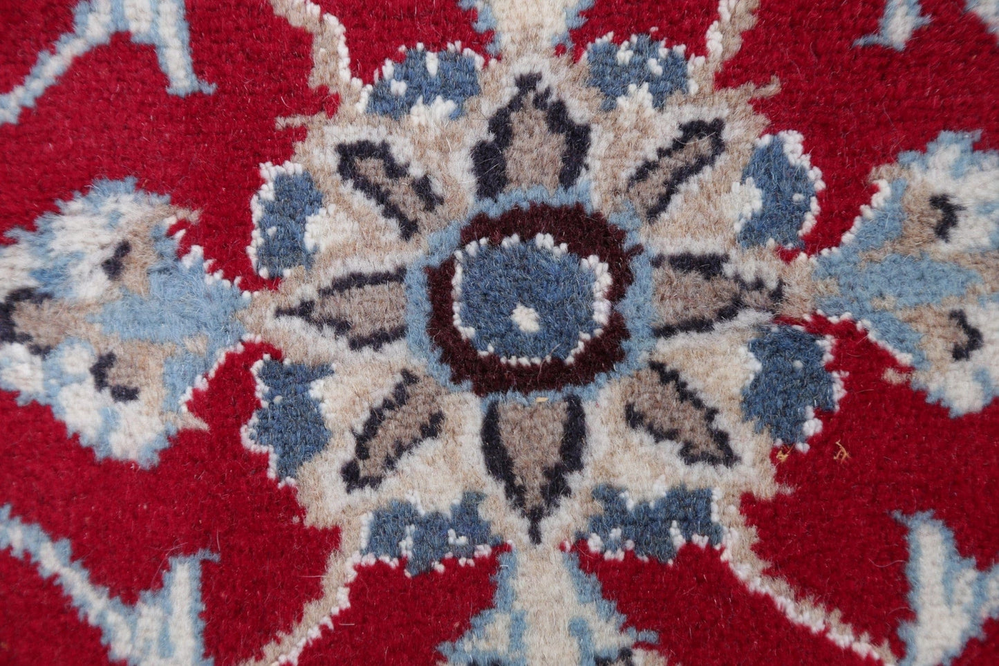 Floral Red Nain Persian Hand-Knotted 4x7 Wool Area Rug