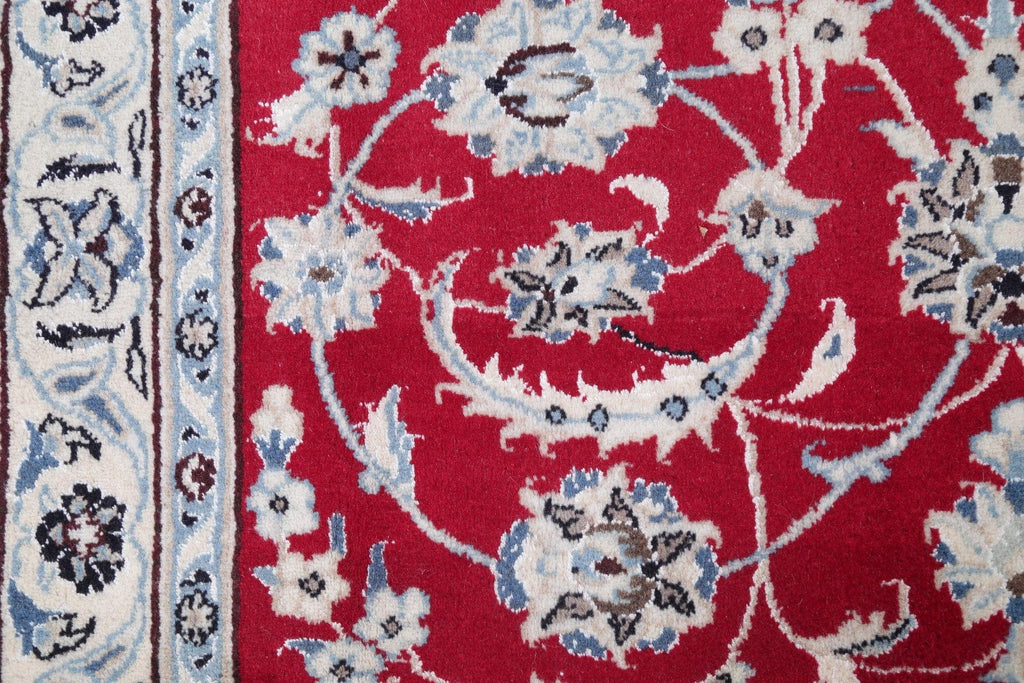 Floral Red Nain Persian Hand-Knotted 4x7 Wool Area Rug