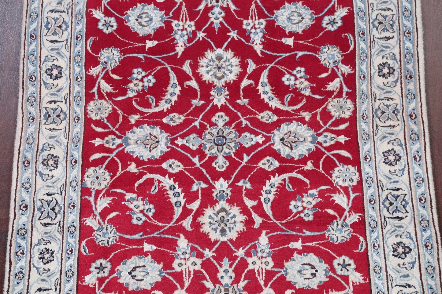 Floral Red Nain Persian Hand-Knotted 4x7 Wool Area Rug