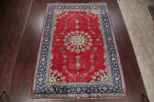 Floral Red Sarouk Persian Hand-Knotted 8x12 Wool Area Rug