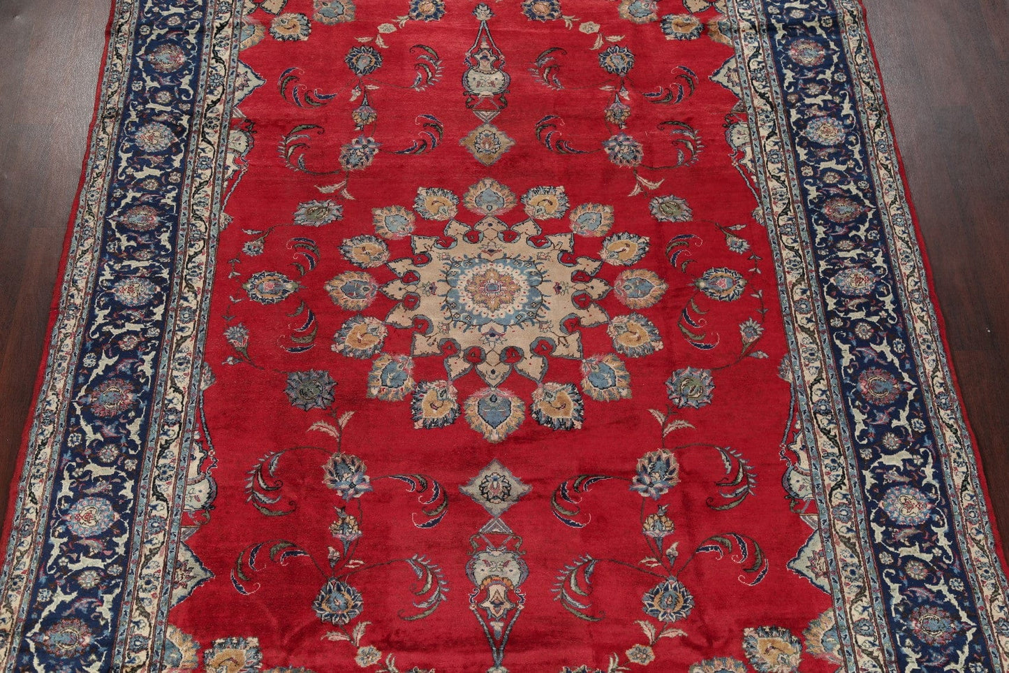 Floral Red Sarouk Persian Hand-Knotted 8x12 Wool Area Rug