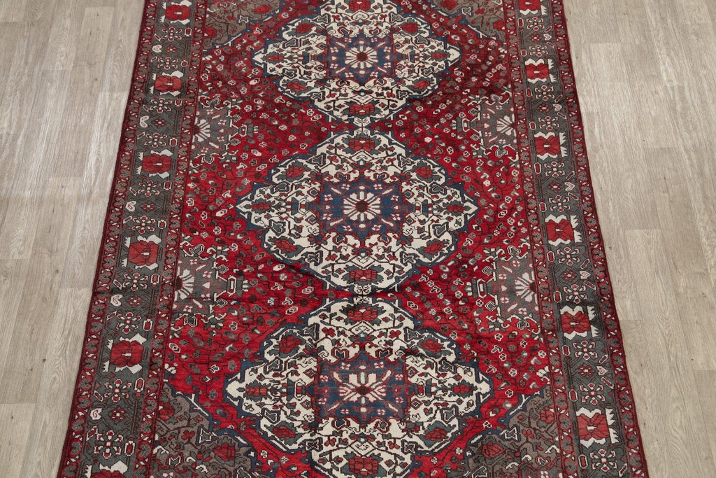 Geometric Red Bakhtiari Saman Persian Hand-Knotted 7x10 Wool Area Rug