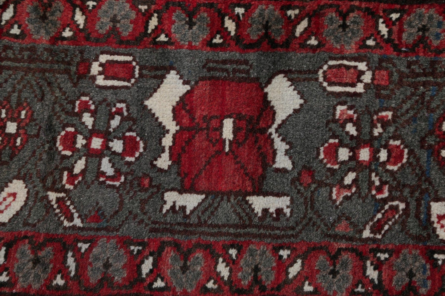 Geometric Red Bakhtiari Saman Persian Hand-Knotted 7x10 Wool Area Rug