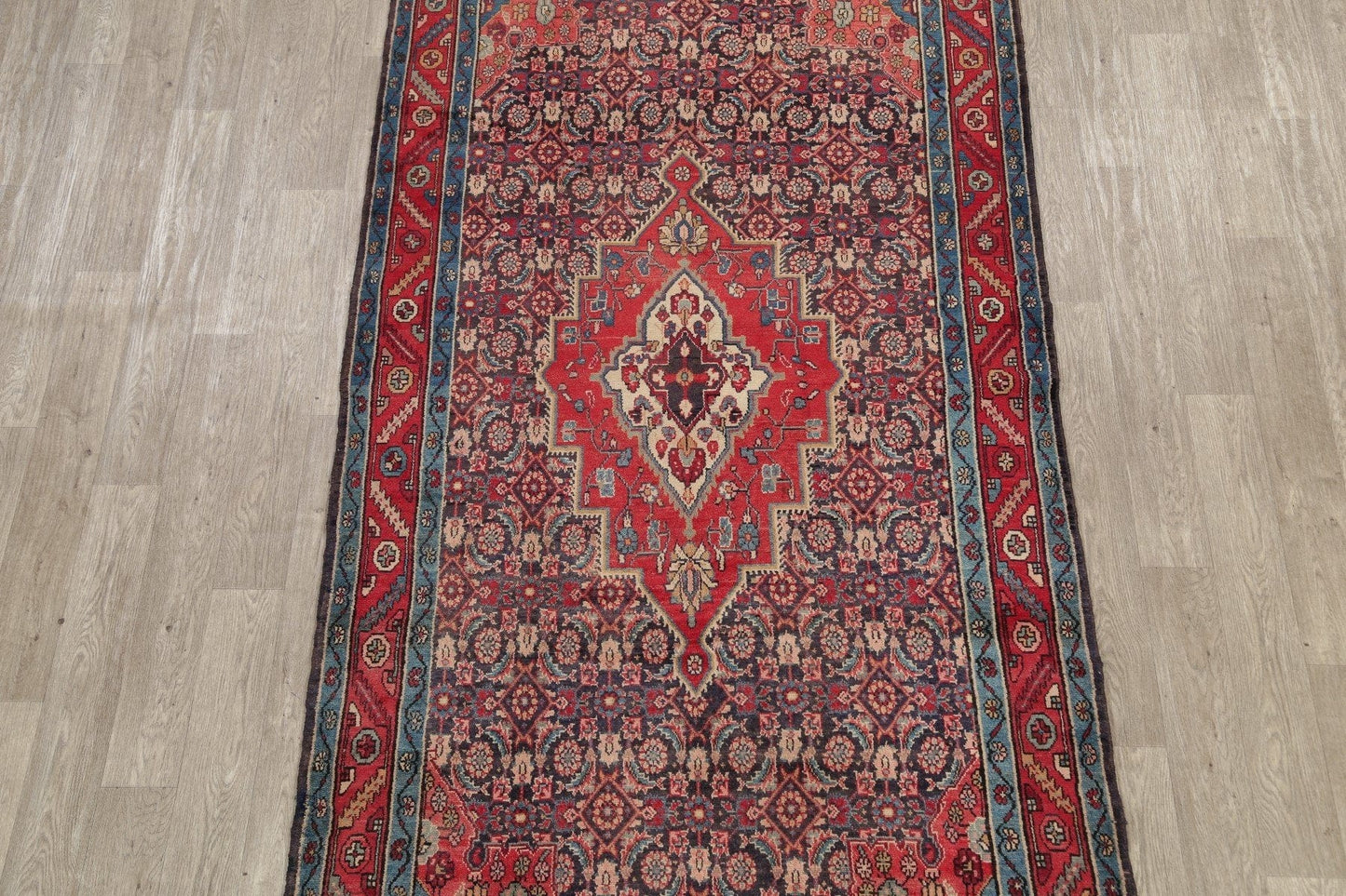 Antique Bakhtiari Persian Hand-Knotted 5x10 Wool Runner Rug