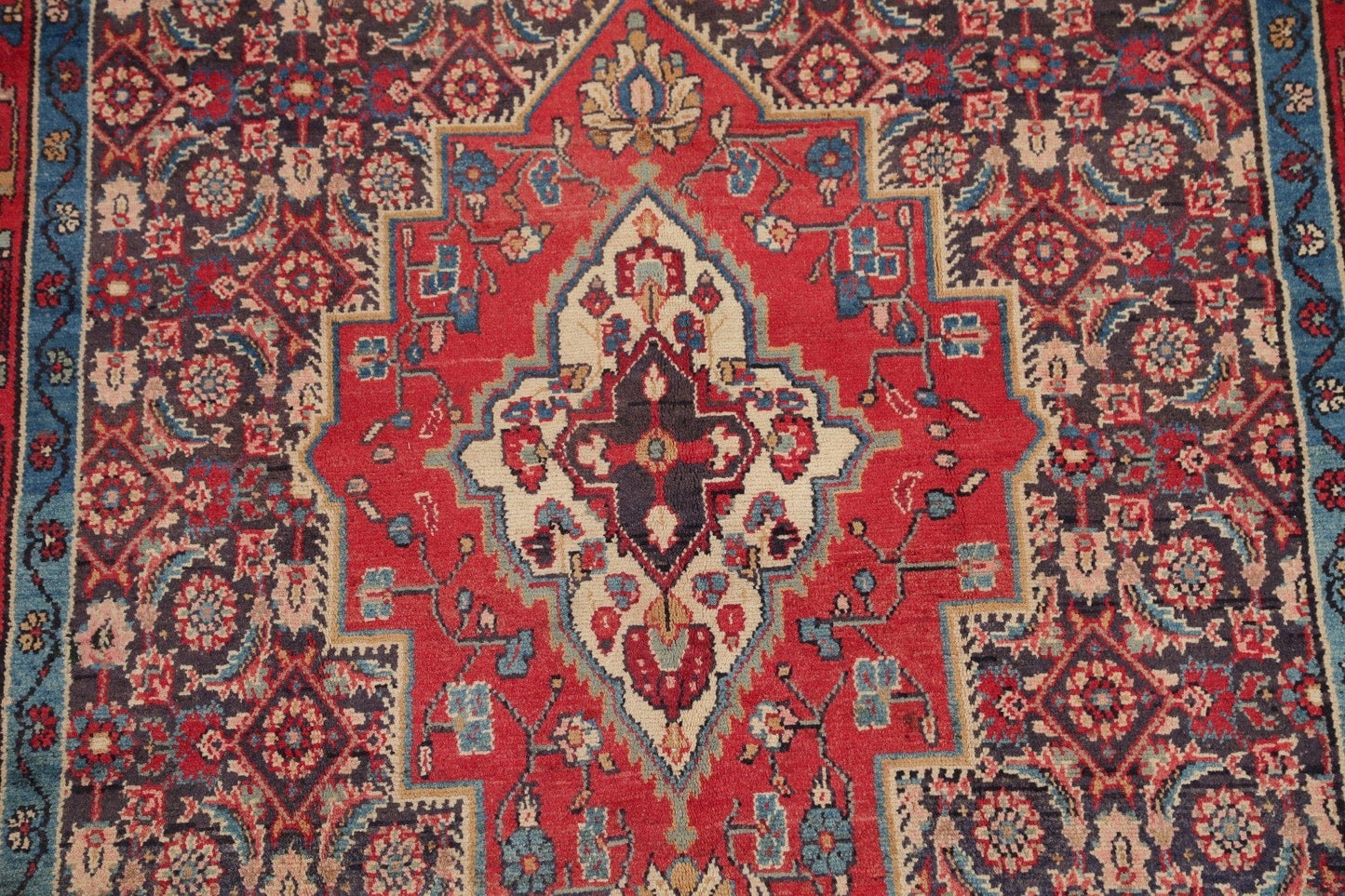 Antique Bakhtiari Persian Hand-Knotted 5x10 Wool Runner Rug