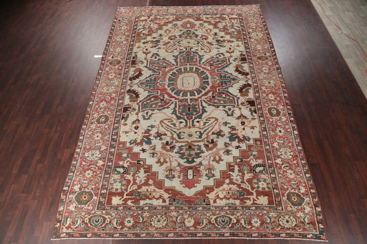 Antique Pre-1900 Vegetable Dye Heriz Serapi Persian 10x15 Wool Rug