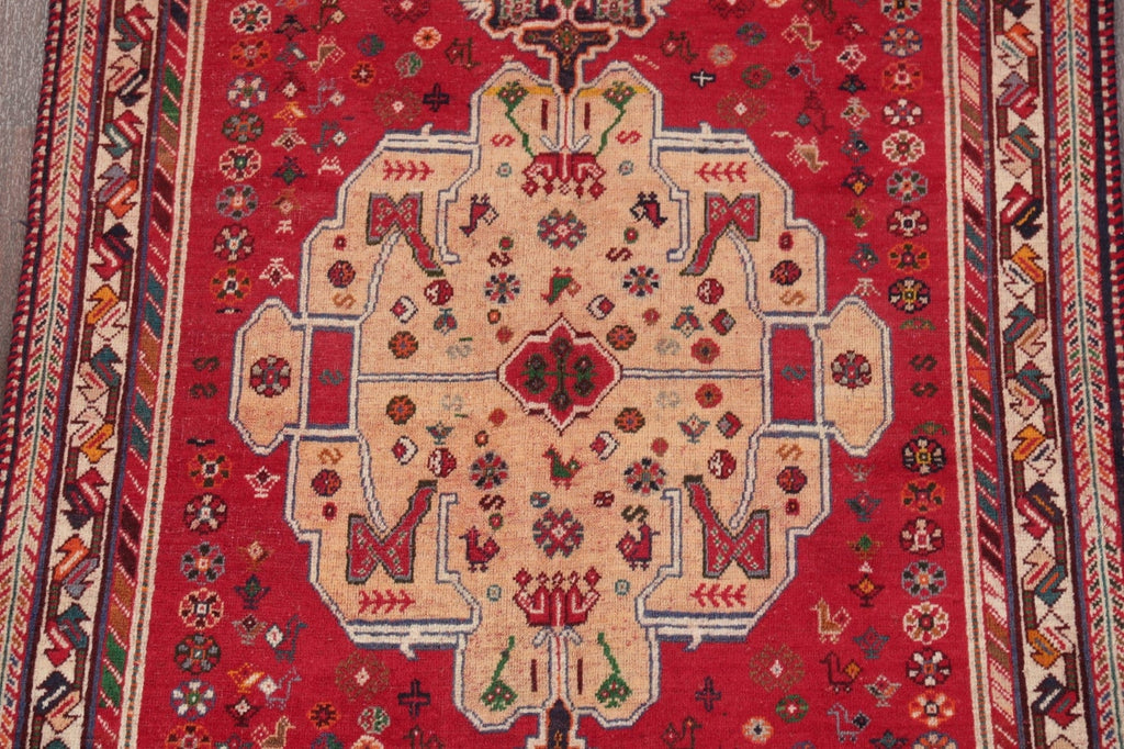 Tribal Geometric Kashkoli Persian Hand-Knotted 4x9 Wool Runner Rug